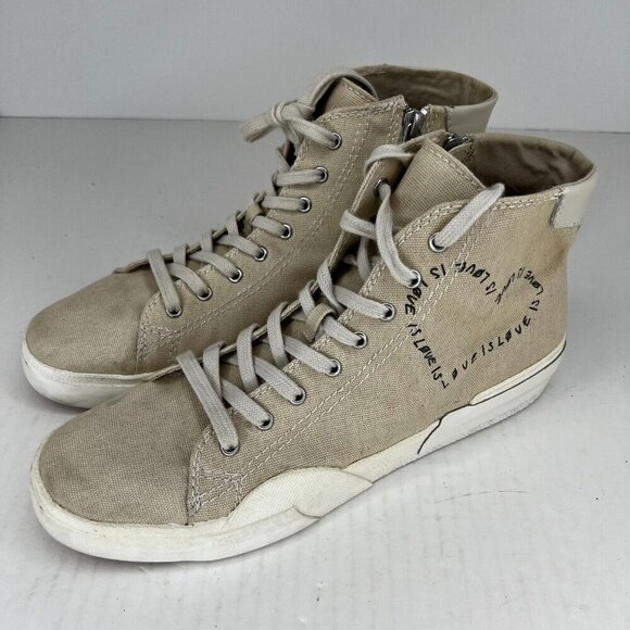 Dolce Vita Shoes - Dolce Vita Womens Beige Love Is Love High Top Lace Up Zip Size 11 Canvas Shoes